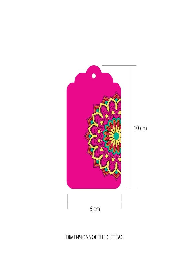 weRevel Mandala Gift Tags – 4 Unique Colorful Designs - 20 Tags, 350 GSM, Gloss Finish, 10 cm x 6 cm, with String - Image 4